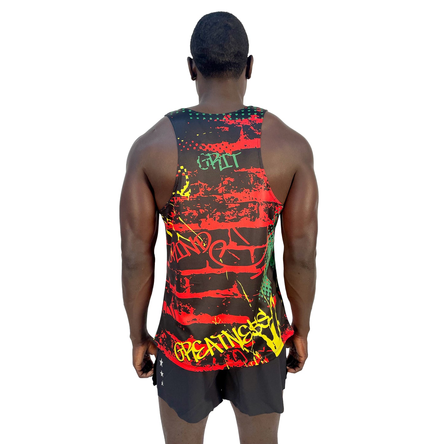 Men's Graffiti Wall Singlet Grit Grind Greatness Blk/Red