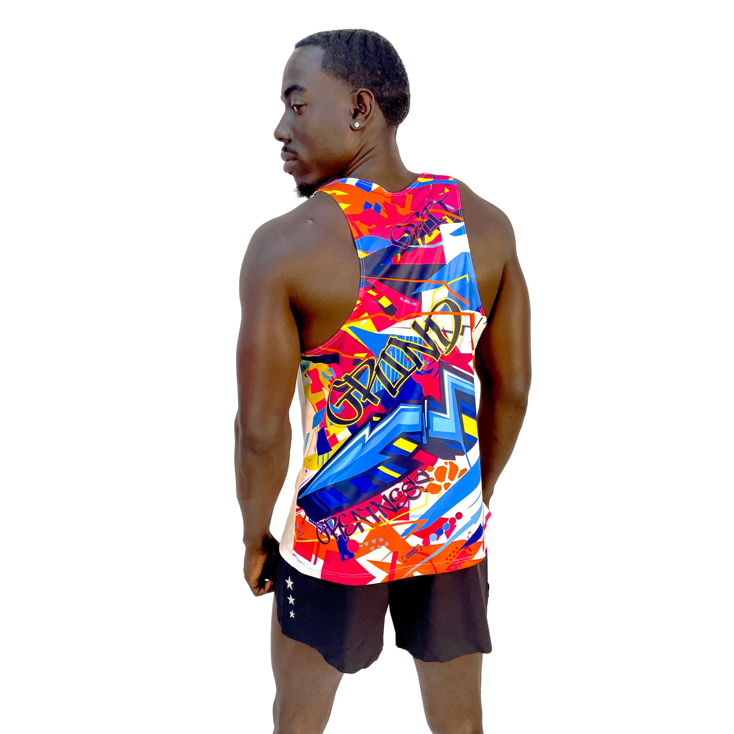 Men's Multi-Color Graffiti Singlet White