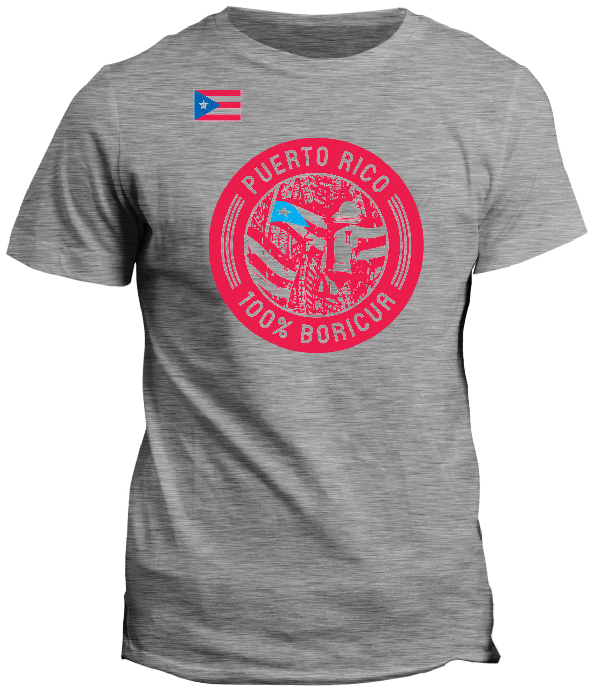 100% Boricua Puerto Rico Heather Grey T-Shirt Men