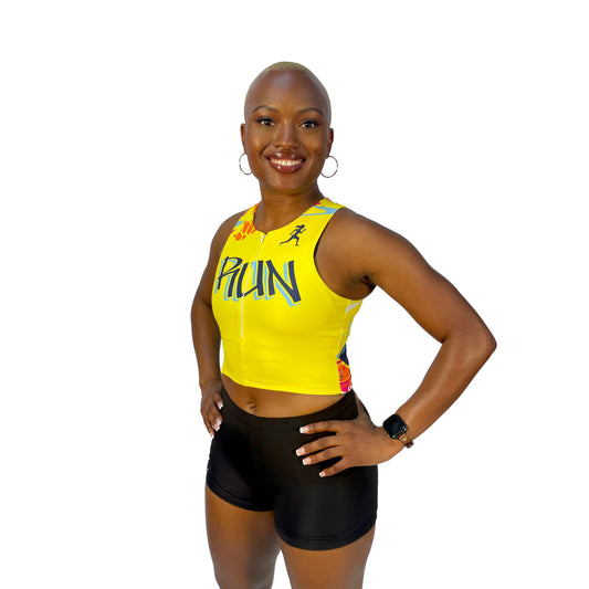 Women's Compression Tank Crop with Middle Zipper