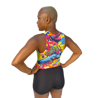 Women's Compression Tank Crop with Middle Zipper