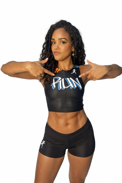 Women's Compression Tank Crop with Middle Zipper