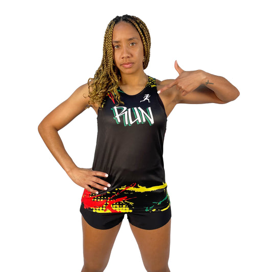 Women's Graffiti Wall singlet Hustle Heart Hunger Blk/Red