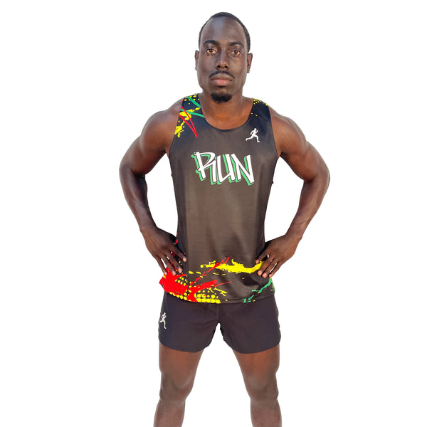 Men's Graffiti Wall Singlet Blk/Red