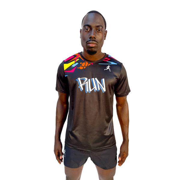 Men's Short Sleeve Multi-Color Graffiti Blk