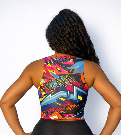 Women's Compression Tank Crop with Middle Zipper