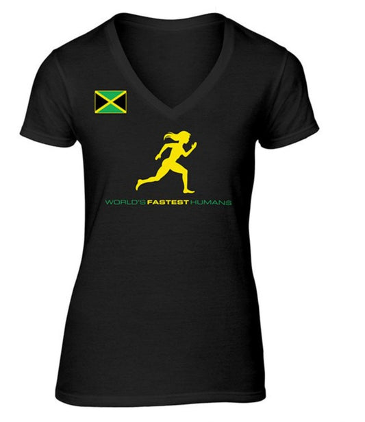 Team Jamaica Running Women V-Neck Shirt