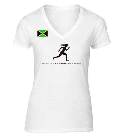 Team Jamaica Running Women Dry Blend V-Neck Shirt