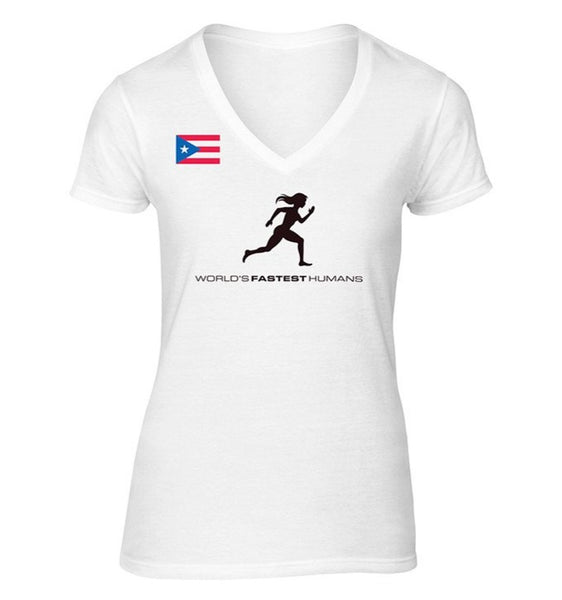 Team Puerto Rico Running Woman Dry Blend V-Neck Shirt
