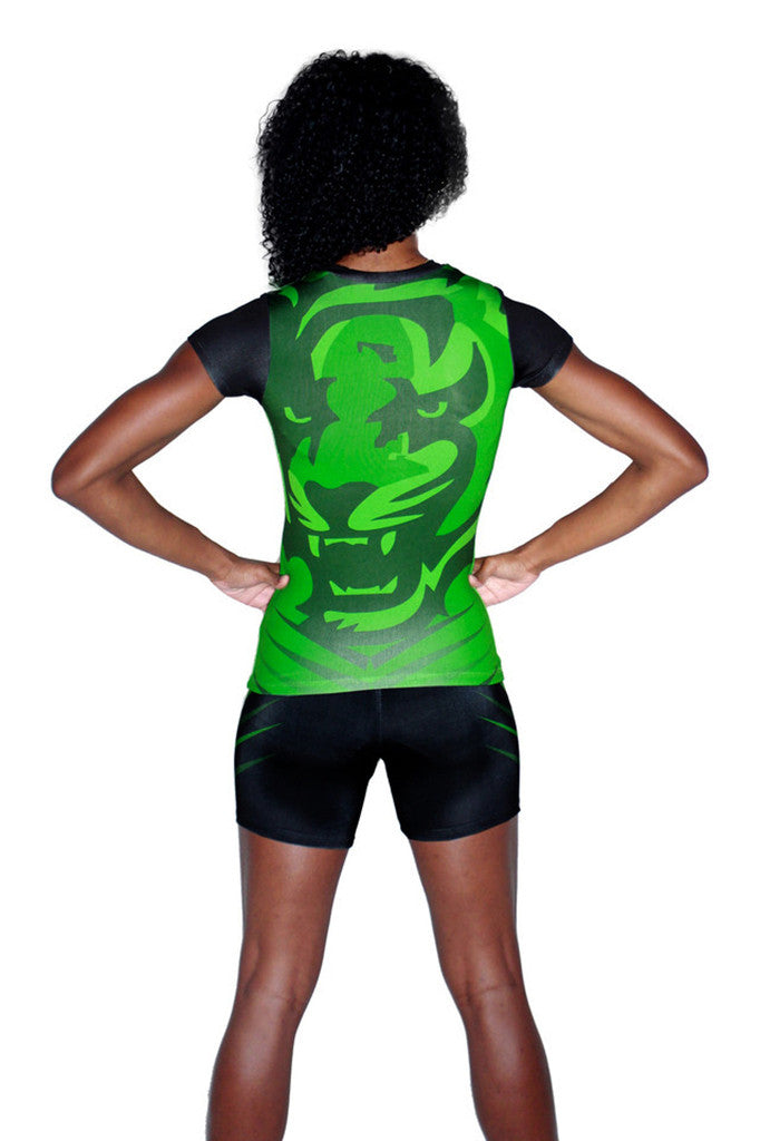 T09301 - Custom Sublimated Compression Cap Sleeve Zip Top with Compression Short